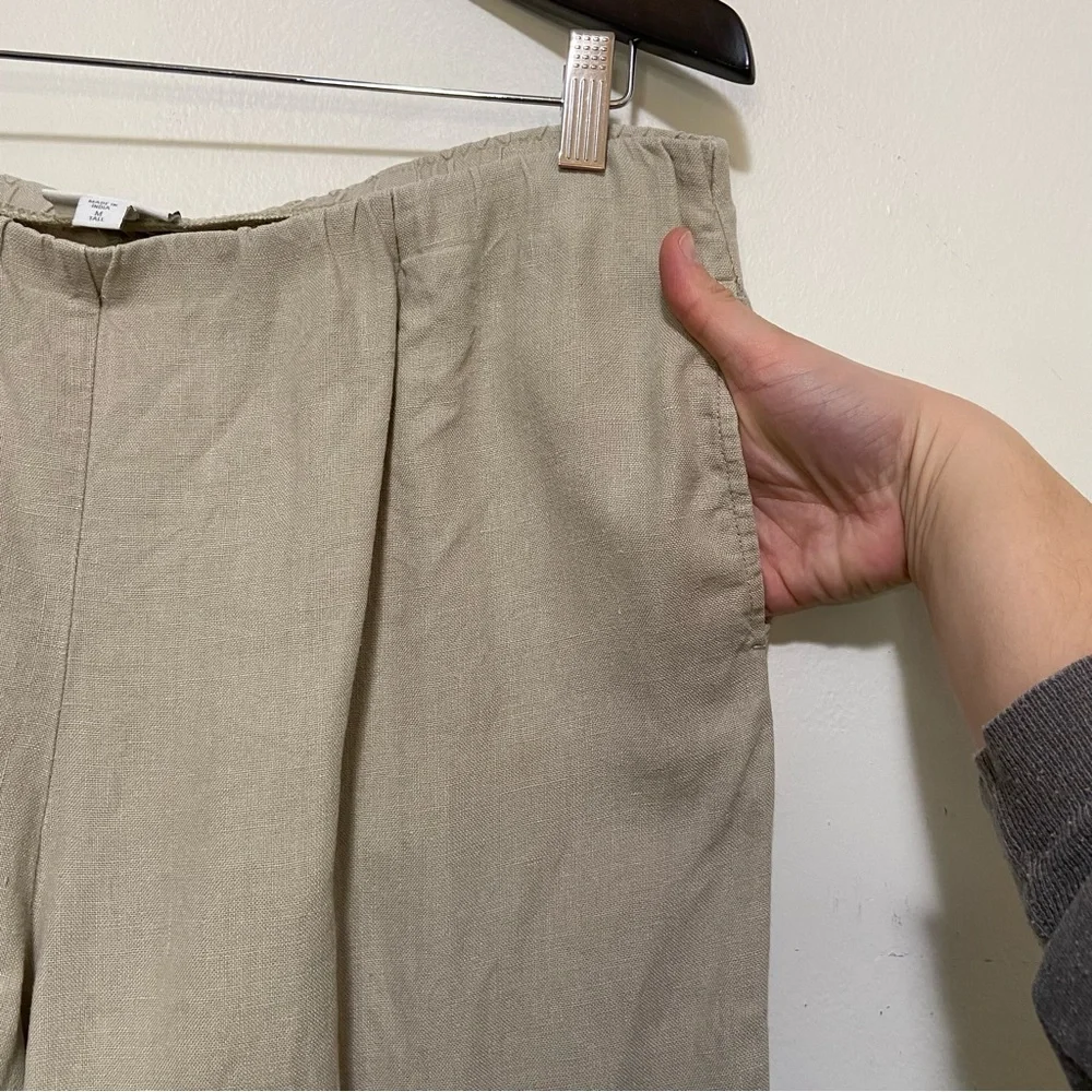 J. Jill Love Linen Beige Straight Leg Pull On Pants